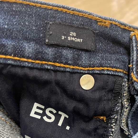 GAP Womens Jean Shorts Size 26 Blue 3" Short Dark Wash Cut Off Denim - Picture 7 of 11